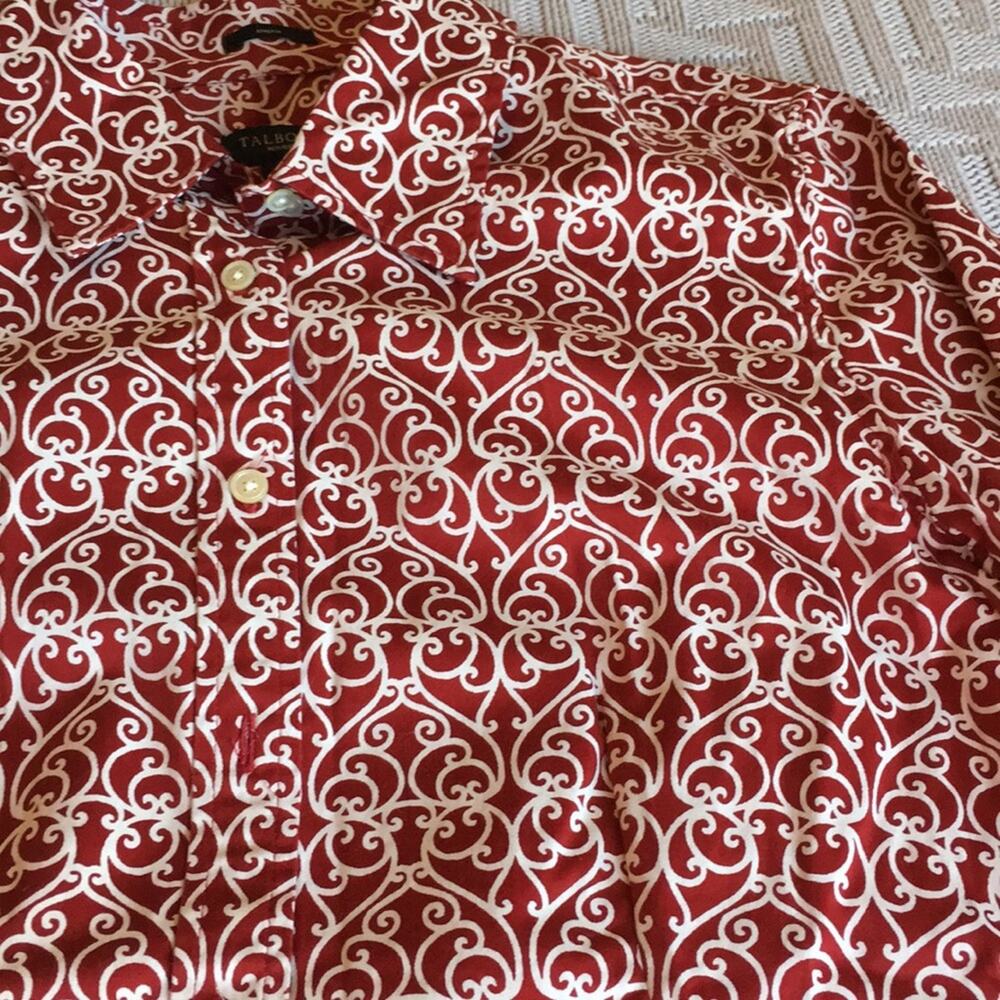 Talbots Red Print Button Up Shirt - image 4